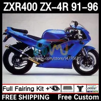 Full Body Kit voor Kawasaki Ninja ZXR 400 CC ZX-4R ZXR400 91 92 93 94 95 96 COWLING 12DH.10 ZX4R 400CC ZX 4R ZXR-400 1991 1992 1993 1993 1994 1995 1995 1995 1996 ABS Fairing Gloss Blauw