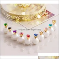 Studörhängen smycken pärla för kvinnor simaterade brincos crystal candy color pendientes dubbel sim dhvzn