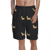 Men&#039;s Shorts Gold Dog Print Board Fun Animal Male Comfortable Short Pants High Quality Custom Plus Size Swim TrunksMen&#039;s