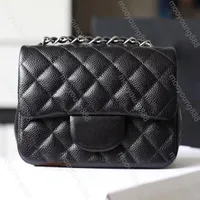 10A Top Tier Quality Luxury Designer Mini Square Flap Bag Real Leather Caviar Lambskin Classic Black Purse Quilted Hangbags Crossbody Shoulder Gold Chain Box Bags