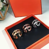 Klassiker für Frauen runden einfache Schmuck Doppeldecke Open-Typ Ring Set Frankreichqualität Golden Roségold höchste Qualität H-Ringe