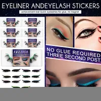 Eyeliner 1Pair en nep wimperstickers 7 kleur waterdicht herbruikbare lijm wimpersticker gemakkelijk te gebruiken .Lijneryeliner
