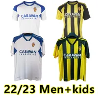 22 23 Real Zaragoza Fran Gamez Soccer Jerseys Zapater 2022 2023 Pombo Shinji Kagawa Football Shirts Guti Javi Ros Kids L. Suarez Home Away Men Kids de futbol