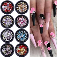 1Box 3D Nail Rhinestones Stones Mixed Colorful Decals with Nail Curved Tweezer Crystals Nails Art DIY Design Decorations291H