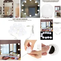 10 Bulbs Vanity LED Makeup Mirror Lights Dimmable Bulb Warm Cold Tones Dressing Mirror Decorative LED Bulbs Kit Makeup Accessory264I