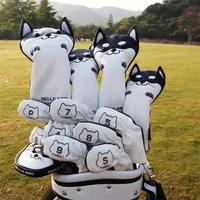 Golf HeadCover mignon Akita Golf Club Head Cover For Driver Fairway Hybrid Putter Pu Leather Protector Couvertures en bois 220629
