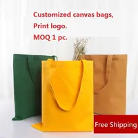 Ücretsiz Tuval Özel Baskılı Çanta Tote Bakkal Yeniden Kullanılabilir Alışveriş Sepeti Perakende Süpermarket Çantaları Promosyon Mal Bag1