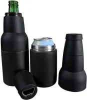 Acero inoxidable con aislamiento de doble pared (negro) Refrigerador de botella / cubierta con abrelatas de cerveza DHL