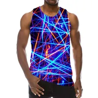 Blue Lines Tank Top for Men 3D Stampa 3D Psichedelic Sleeveless Grept Graphic Streetwear Novelty Hip Hop Tees 220425