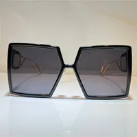 Montaigne Su 086 Solglasögon för kvinnor och män Summerstil Anti-ultraviolet Retro Plate Square Full Frame Black Gold Gradient Grey Lens Fashion Gelises Random Box