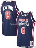 Costurado Ewing Cheap Basketball Jersey # 6 Marinho Basquetebol Home 1992 Dream Team Jersey Custom Homens Mulheres Juvenil Jersey Jersey XS-5XL 6XL Camisa