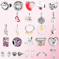 925 Sterling Silver Charms Heart Shape Cupid Arrow Bead Pendant Beads Original Fit Pandora Bracelet Jewelry Making DIY Gift