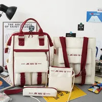 4pcs/set canvas school facs for teenage girls designer backpacks backpacks women book book backpack stervals roucksack