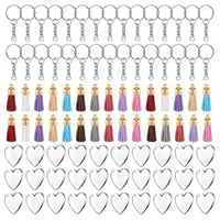 Keychains 2022 90Pcs Acrylic Discs Clear Heart Keychain Blanks Charms Colourful Tassel Key Rings For DIY Crafts Jewelry Fred22
