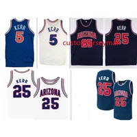 NC01 Basketball Jersey College Arizona Wildcats 25 Steve Kerr Jerseys retroceso de malla blanca de malla blanca bordado costado de gran tamaño S-5XL