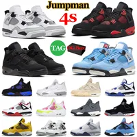 With BOX 4 Mens Basketball Shoes Military Black Cat Jumpman 4s Retro Red Thunder University Blue White Oreo Sail Men Womens Trainers Sports Sneakers Outdoor