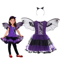Girl's Dresses Children's Girl Witch Vampire Halloween Costume Kids Clothing Set Carnival Cosplay Costumes Prom Dress Child Black Devil