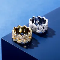 Hiphop met zijstenen Juwelier Ring Mannelijke ringen Goudzilverkleur Punk Rock ornamenten