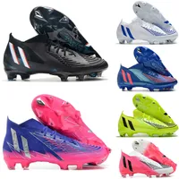 2022 New Predator Edge Sapphire FG Soccer Shoes 기하학적 밝은 태양 빨간색 한정판 Edge 1 Football Cleat Hi-Res Blue Darkness Core