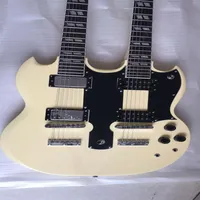 Jimmy personalizado Page 12 6 Strings 1275 Double Neck Led Zeppeli Page Creme Branco SG Guitar Electric 2 Pickups diferentes Tail especial2327