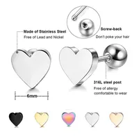 Stainless Steel Labret Piercing Ball Round Ear Stud CZ Crystal Ear Cartilage Tragus Helix Conch Piercings Jewelry