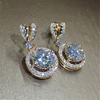 Bowknot 18K Rose Gold Diamond Dangle Earring Original 925 sterling silver Jewelry Party Wedding Drop Earrings for Women Bridal 200309L