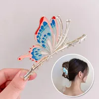 Grombes grandes coréennes Metal Colorful Hair Claw for Women Hairpin Gripper Claws Femme Ponytail Clip