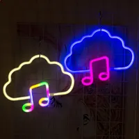 With BOX Neon Signs Cloud Music Neon Wall Decor Light Sign Led for Bedroom Words Cool Art Night Lights