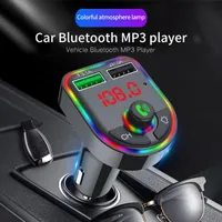 MP4 -spelers FM Zender Wireless Bluetooth 5.0 Handsfree CAR MP3 Player Kit Modulator Dual USB 3.1A F6 Charger Kleurrijke LED