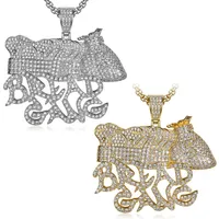 Iced Out Gold Silver Plated BREAD GANG Pendant Necklace Micro Zircon Charm Men Bling Hip Hop Jewelry Gift231L