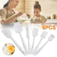Other Bakeware 6Pc Silicone Non-Stick Spatula Set Food Grade Cookie Pastry Scraper Brush Cake Baking Butter Mixing Tool Cooking Utensils