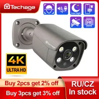 Techage H.265 Ultra HD 4K POE Camera Outdoor 8MP IP Camera Face Detect Color Night Vision Two-way Audio for Surveillance System AA220315