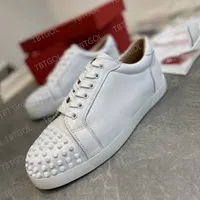 Fashion Men Women Shoes Spikes Sneaker Flat glitter Scarpe da matrimonio per matrimoni Black White Leather Trainer EU47