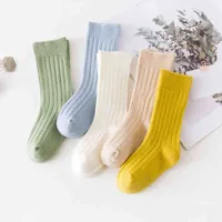 Casual Kids Socks Spring Autumn Solid Color Stripe Kne High Long Socks For Boy and Girls School Socks Children Leg Warmers Y J220622