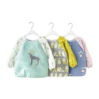 Baby Clothing Sets Cartoon pattern Bibs Burp Cloths Waterproof Infant Bib Full Long Sleeve Gown Children Apron Coverall Feeding 75 E3