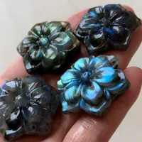 Objetos decorativos Figuras Labradorita natural hermosa Bauhinia en forma de cristal piedras de flores talladas a mano minerales 1pcsde