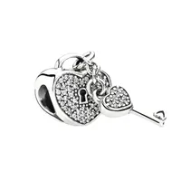 New High Quality Popular 925 Sterling Silver Cheap Key Lock Charm Bead Pendant For Original Pandora Charm Bracelet Necklace Ladies Fashion DIY Jewelry Making