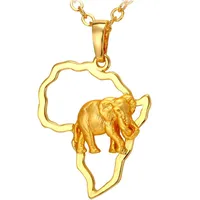 Collares colgantes África Collar de elefantes Plata / Color de oro Mapa africano de moda Colgantes para hombres / mujeres Regalo de joyería de moda