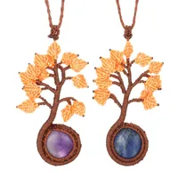 Colares pendentes feitos à mão feita tecelagem de cristal natural árvore de pedra árvore de cura de cura de cura de canteiro de charme jóias