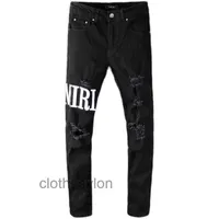 Tasarımcı Adam Amirs Jeans Jeans Siyah Erkek Amri Gaojiechao Erkek Marka Nakış Deliği Yama Elastik İnce Toz Pantolon