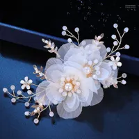 Hair Clips & Barrettes Accessories For Sale Flower Hairpin Hand-knitted Headdress Bridal Jewelry Beaded Girls Clip Female 2022 Hono22
