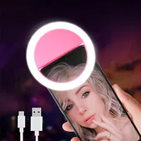 Novelty Lighting Selfie Ring Light For Mobile Phone Video Camera Portable Dimmable Makeup Mini Round Fill Night LightNovelty