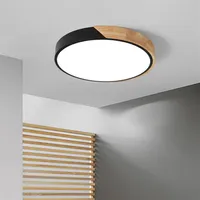 Ultra-thin Macaron Round 5cm Surface Mount Modern Led Ceiling Lights For Bedroom Living Room Study Room Wooden Ceiling Lamp226l