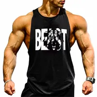 Kleidung der Fitnessstudio -Kleidung Bodybuilding Fitness Herren Tanks Training Biest Print Weste Sportswear Muskelunterhemd