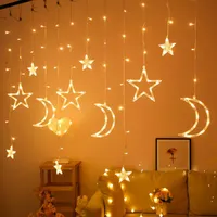 Strings Battery Garland Curtain Lights LED Icicle Star Moon String Holiday Bedroom Decoration Fairy Christmas LightsLED StringsLED
