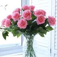 5 pçs Simulação Rosas Hidratantes Casa Sala de Estar Jantar Mesa Decoração Casamento Falso Alta Qualidade Flores Artificiais