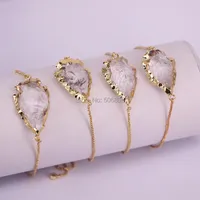 Bangle Zyunz Jewelry Clear Quartz Arrow Connector Armband Gold Electropated Crystal Drusy Chain Justerable Bangle