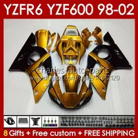 Lichaamsframe voor Yamaha YZF-600 YZF R6 R 6 600CC YZFR6 1998 1999 00 01 02 Bodywork 145No.21 YZF 600 CC Cowling YZF-R6 98-02 YZF600 98 99 2000 2000 2001 2002 Gouden Golden Golden Golden