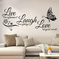 Live Laugh Love Butterfly Flower Wall Art Modern Wall Decals Citat Vinyls Stickers Home Decor vardagsrum 220727