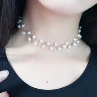 Chokers Elegancia Mujeres Pearl Choker Cadera Clavícula Corcha Femenina Collar Collar Collar Collar Cuella Moda de moda